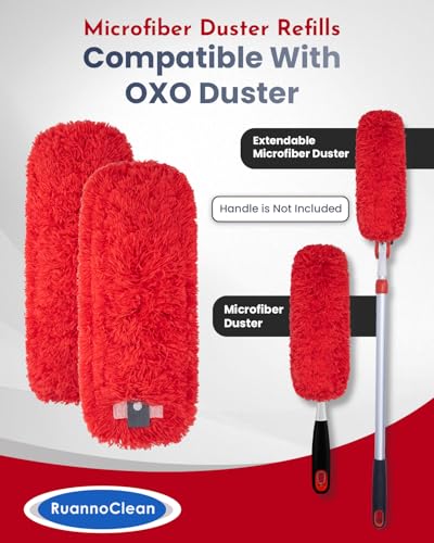 Microfiber Duster Refills Compatible with OXO Good Grips Duster - color: Red, 2 Pack