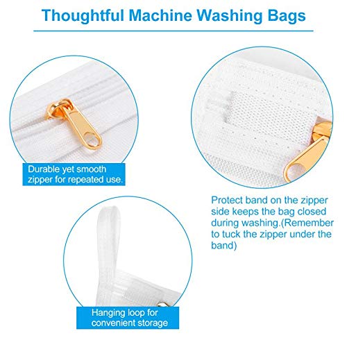 GOGOODA 3 Pack Delicates Laundry Bags, Fine Mesh Wash Bag with Hanging Loop - size: 3 set (1 Medium, 2 Large)