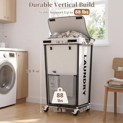 Laundry Hamper with Wheels and Lid, 110L Large Rolling Laundry Basket White - color: White, size: 110L