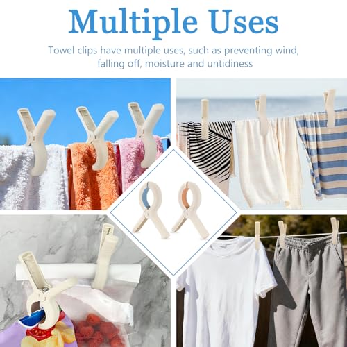 6 Pack Windproof Clothes Pins for Beach Blankets, Beach Towels Clips, 3.94 Inch Towel Clamps for Beach, Pool and Cruise Chairs