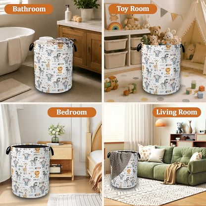 Cute African Animals Laundry Basket with Waterproof Coating, Collapsible Clothes Hamper, Large Storage Bin with Handles for Bedroom Bathroom Laundry Room - color: Cute African Animals