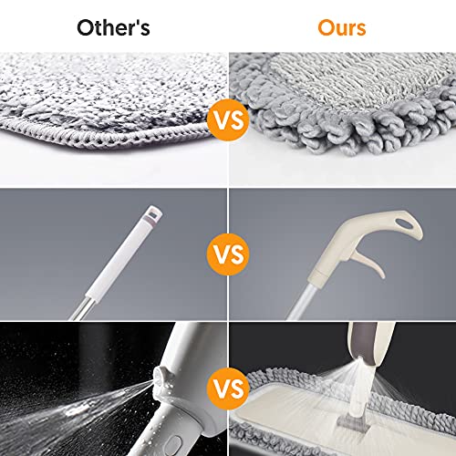 Spray Wet Mops for Floor Cleaning: Hardwood Floor Mop with Sprayer Flat Mop - color: Beige