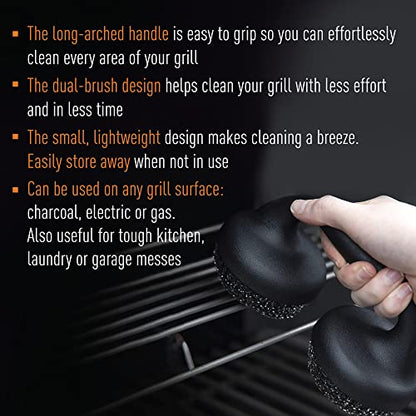 Yukon Glory BBQ Grill Brush, Double Stainless Steel Cleaning Pads