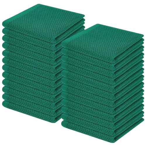 Homaxy 100% Cotton Waffle Weave Kitchen Dish Cloths 24-Pack, Dark Green - color: Dark Green, size: 12 X 12 - 24 Pack