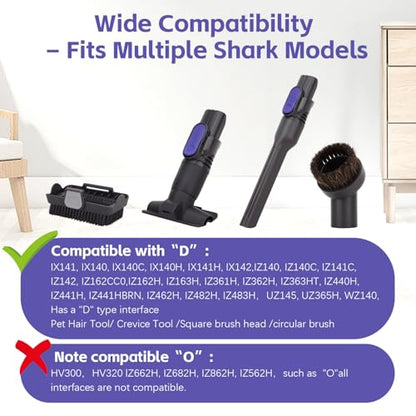IX141 Vacuum Replacement Attachments for Shark Cordless Vacuums Ix141 Iz462h Iz483h Iz363ht Iz361h Iz163h Iz362h Removable Two-in-one Crevice Tool Brush for D-Shaped Vacuum