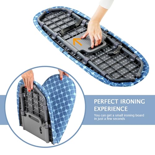 SheeChung Small Ironing Board 12"x32",Foldable Tabletop Ironing Board - style: Blue Square-32x12