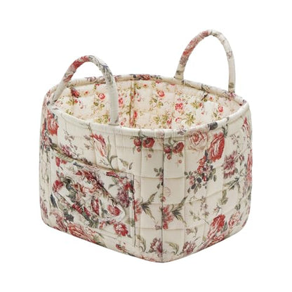 Boho Fabric Storage Basket, Large Capacity Laundry Basket, 12.2'' x 10.23'' x 10.23'' Collapsible Laundry Hamper with Easy Carry Handles (Brown, L) - color: Brown