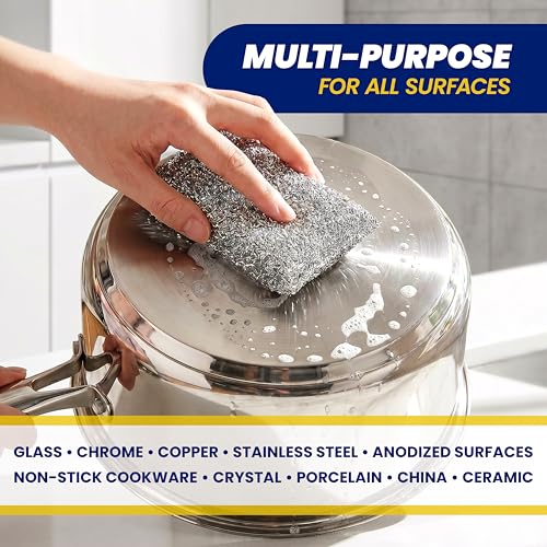 SCRUBIT Scrub Sponges for Kitchen, Non-Scratch Dish Sponges, Heavy Duty Steel Wool Scrubber Sponges Kitchen & Dishes Scrubbers (2)