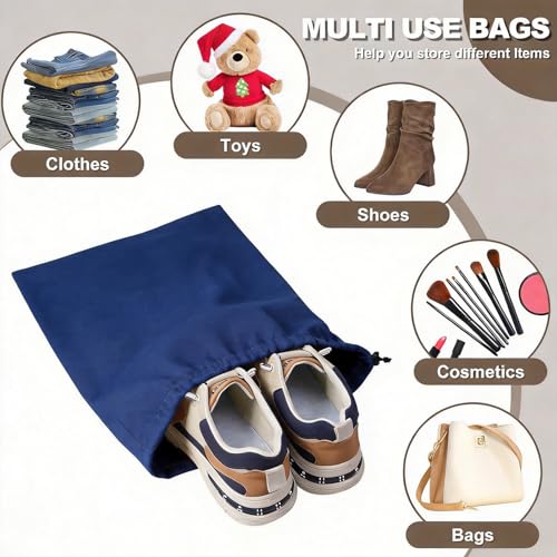 5 Pack Shoe Bags for Travel, Washable Dust Bags Drawstring Travel Shoe Bag - color: Blue