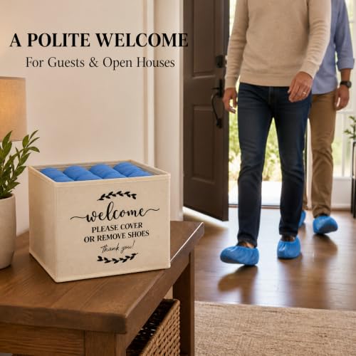 Suzile 200 Pack Disposable Shoe Covers with Dispenser Box, Beige - color: Beige