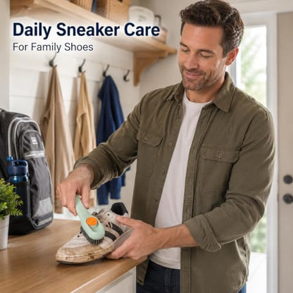 Liquid Dispensing Shoe Cleaning Brush, Soft Bristle Laundry Scrub Brush