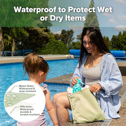 haakaa Wet Dry Bags for Baby, Water Resistant Wet Dry Bag, 2pcs, Grass - color: Grass