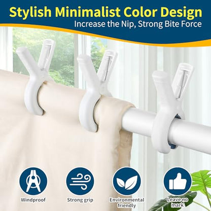 Senbowe 12 Pack Beach Towel Clips, Heavy Duty Plastic Clothes Pins, Windproof Clothes Clips to Dry on Clothesline and Hanging Rack - color: Blue, Khaki (3.7 Inch)