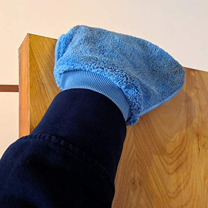 Arkwright Microfiber Cleaning Dusting Mitts - (Pack of 6) Smart Choice Quick Dry Dust Mitt Glove, Duster for Home Furniture, Car and Household Polishing, Blue