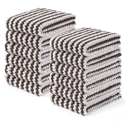 Homaxy 12 Pack Coral Velvet Kitchen Towels, 10 x 20inches, Brown - color: Brown, size: 10 x 20 - 12 Pack