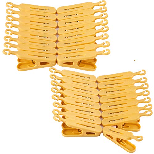 Foshine Drip Hanger Foldable Clip Hangers Plastic with 32 Drying Clips - color: Yellow
