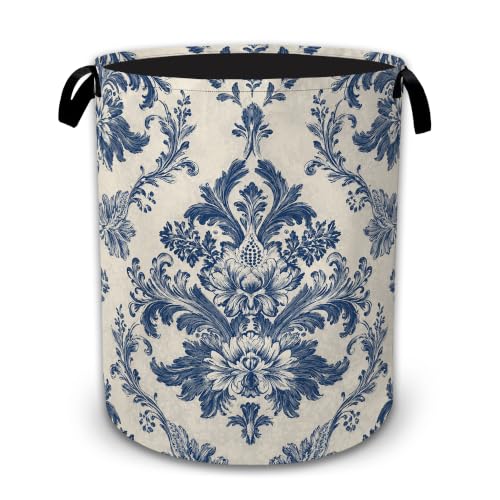 Vintage Floral Paisley Large Laundry Hamper, Collapsible Oxford Clothes Basket with Handles, Freestanding Dirty Clothes Organizer for Bedroom Bathroom Dorm Laundry Room, 16 x 20.8 Inch - color: Vintage Floral Paisley