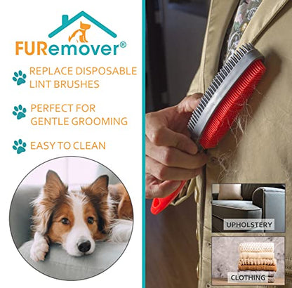 FURemover Duo Pet Hair Rubber Brush, Dual Sided to Easily Remove Fur & Lint from Clothing and Upholstery, Thick Bristles Groom Dogs and Cats, Easy to Clean, Colors May Vary (Pack of 12) - size: 12 Pack, style: FURemover Duo Lint Brush