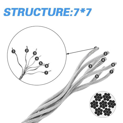 Shineyoo 1/8" Wire Rope Kit，Steel Wire Cable，200FT Turnbuckles for Cables Wire，Vinyl Coated Stainless Steel Cable Wire for Outdoor,Garden,Kitchen,Craft with Turnbuckle - style: 200FT