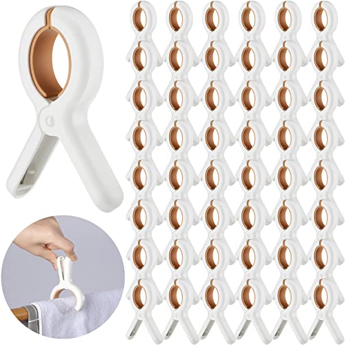 Tanlade 48 Pcs Beach Towel Clips for Beach Chairs Beaches Towel Chair Clip Pool Chair Clips Plastic Clothes Pins Heavy Duty Laundry Quilt Drying Clothespin Holder to Dry Laundry on Clothesline(White) - color: White