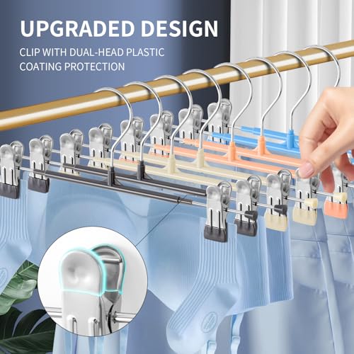 12 Inch Pants Hangers with Clips 20 Pack Skirt Hangers,Metal,Gray - color: Gray, size: 12Inch