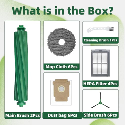 Accessories Kit for iRobot Roomba 505X Combo/Plus 405 Combo/505 Combo Robot Vacuum Cleaner, Replacement Parts Include 2 Main Brushes,6 Side Brushes,6 Dust Bags,6 Mop Pads, 4 Filters,1 Cleaning Tool - color: 405 Combo/ 505 Combo Accessories