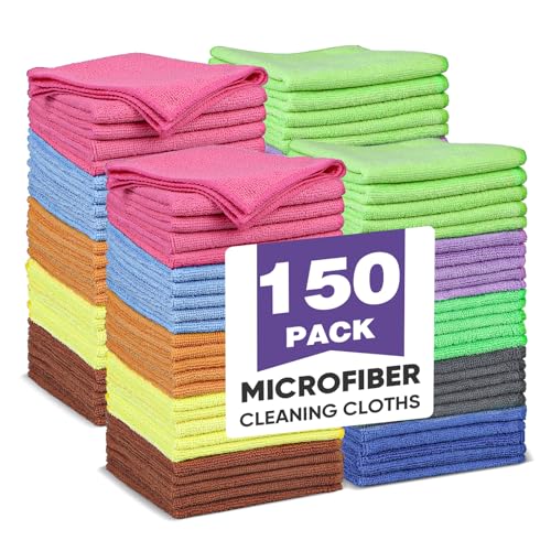 10 Colors Microfiber Cleaning Cloths, 150 Pack Assorted Cleaning Rags - color: 10 Colors, size: 150P