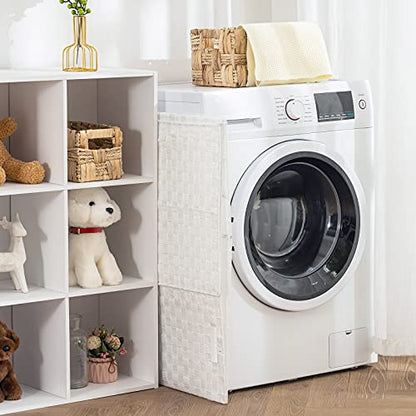 YOUDENOVA Handwoven Laundry Basket Hamper with Removable Liner Bag and Lid - color: White