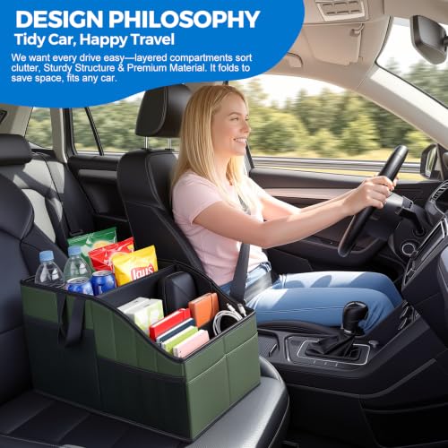 WHHMK Sturdy Leather Car Storage Support Up to 33 LB of Weight, Green - color: Green