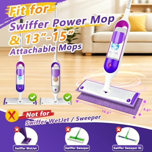 FIXSMITH Power Mop Pads Compatible with Swiffer Power Mop, 4 Pack Reusable PowerMop Refills for 13"-15" Spray Mops, Microfiber Household Replacement Pad for Floor Cleaning - size: 4 Pack