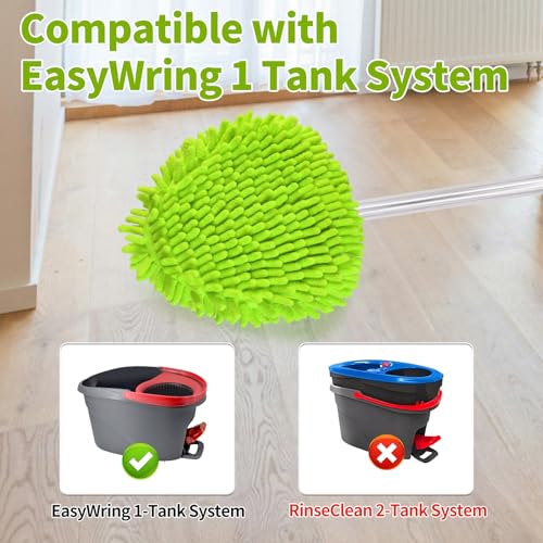 Mop Head Replacement for Ocedar EasyWring 1 Tank System, Chenille Mop Heads for Ocedar, Easy to Replace,Deep Floor Cleaning and Machine Washable - color: Green