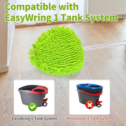 Mop Head Replacement for Ocedar EasyWring 1 Tank System, Chenille Mop Heads for Ocedar, Easy to Replace,Deep Floor Cleaning and Machine Washable - color: Green