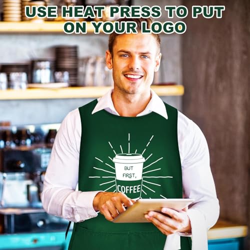 TFTAFAN Cobbler Apron Unisex Waterproof Apron with 2 Deep Pockets Art Smock for Painting Cleaning Artiest Apron work kitchen - color: Coffee & Khaki & Green