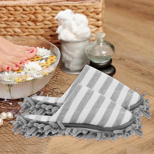 Mop Slippers Washable Cleaning Slipper Cover Reusable Indoor Cleaning Slippers for Floor Cleaning Home Kitchen Bathroom Office 1 Pair