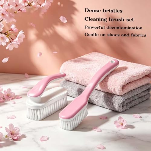 2 Pack Shoe & Laundry Cleaning Brush,Household Soft Bristle Scrubbing for Clothes,Bathroom Stains Removal,Ergonomics Grip Easy Hold - color: Pink01