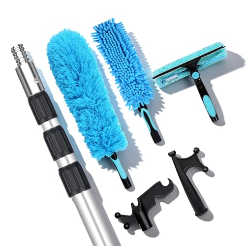 18FT Window Cleaning Kit, 3-12FT Telescoping Extension Pole - size: 3-12ft