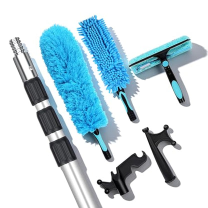 18FT Window Cleaning Kit, 3-12FT Telescoping Extension Pole - size: 3-12ft