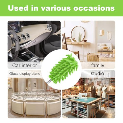 Microfiber Feather Duster with 29 in Telescoping Pole and Bendable Head for Ceiling Fans, Ceilings, Blinds, Furniture and Cars, Green - color: Green