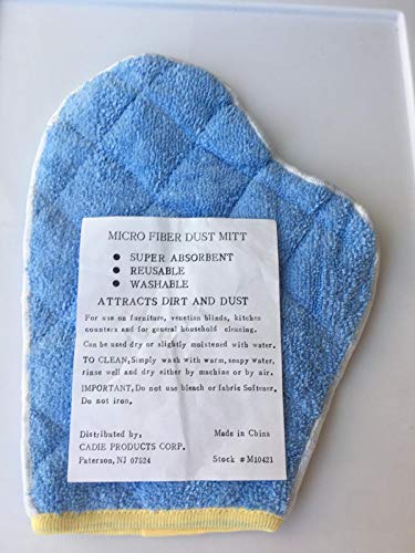 Soft Microfiber Dust Mitt - Comfortable and Reusable Dusting Mitten for Household Cleaning | Multipurpose Cloth Glove Wipes Off Dirt for Living Room, Bathroom and Kitchen Furnitures | Blue, 4 Pack