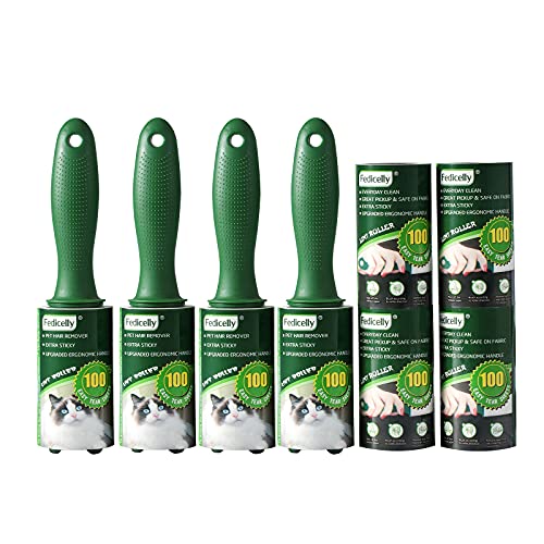 Fedicelly Lint Rollers Pet Hair Extra Sticky Clothes,Cat Dog Hair Remover Laundry Furniture Carpet,Total 800 Sheets Lint Remover Brush for Couch - size: 4 Rollers,800 Sheets