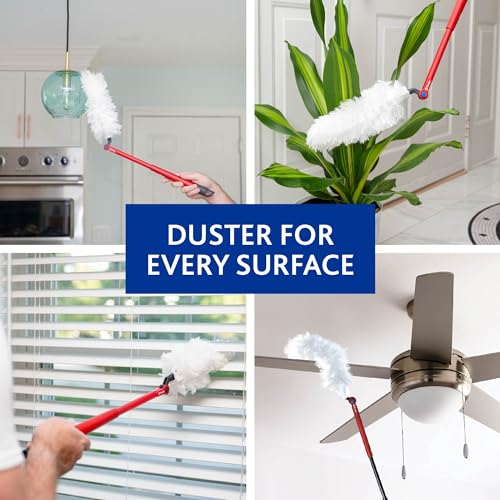 O-Cedar Flex & Catch Heavy Duty Dusting Kit with 3 Disposable Duster Refills | Extendable 3 Ft Handle with Stay-On Duster Hook | Traps 3X More Dust Than Feather Dusters