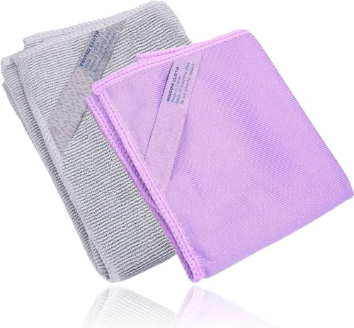 Norwεx Basic Package - Window Cleaning Cloth (Purple) and EnviroCloth (Grey), Microfiber Cleaning Cloth, Streaks Schatches Free, Just Add Water (Purple 1 Pack, Grey 1 Pack). - color: Purple and Grey