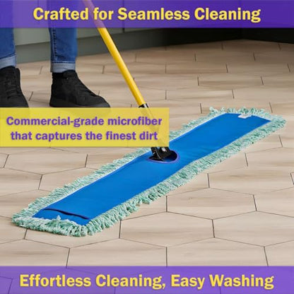 6 Pack Microfiber Sweeper Mop, 48" Replacement Dry Dust Mop Floor Pads, Dust Mop Head Refills for Industrial and Commercial Spaces, Janitorial Supplies - size: 48 Inch