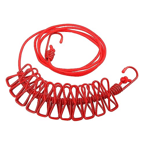 ALINNA Retractable Portable Clothesline, Travel Clothesline with 12 Clothespins for Indoor Laundry Drying, Outdoor Camping Accessories (Red) - style: Red