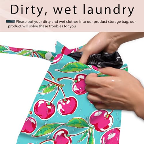 Swimsuit Bag Wet Bags for Travel Reusable Waterproof Dry Bags Diaper Bag Citrus Cherry Wet Bag for Swimsuit Towels Beach Gym 10.2×12.6 Inches - color: Citrus Cherry