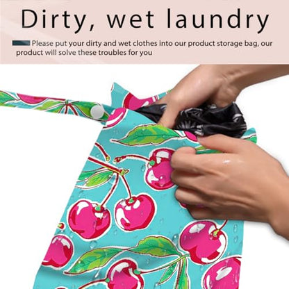 Swimsuit Bag Wet Bags for Travel Reusable Waterproof Dry Bags Diaper Bag Citrus Cherry Wet Bag for Swimsuit Towels Beach Gym 10.2×12.6 Inches - color: Citrus Cherry