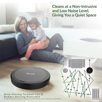 Supersonic SC-820SV Robot Vacuum & Dry Mop, Quiet Clean, Low-Profile Design, 120 Minutes Cleaning Time, Drop-Sensing Technology, 420ML Dust Bin, Brushless Motor, Fast Charging