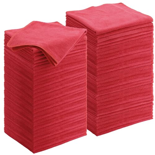 Nuenen Car Microfiber Clean Cloths, Red, 16 x 16 Inch, 60 Pcs - color: Red, size: 16 x 16 inches