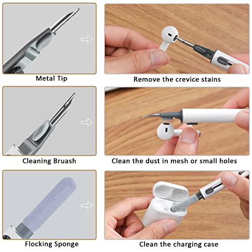 Airpod Cleaner Kit, Earbud Cleaning Kit for Airpods Pro 1 2 3,Multi-Function Cleaning Pen with Soft Brush Flocking Sponge, Suitable for Bluetooth Headset, Charging Box, Mobile Phone,Earbud (1Pcs) - color: 1PCS(White)