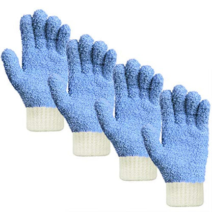 MIG4U Microfiber Dusting Gloves House Cleaning Glove for Blinds, Windows, Baseboard, Shutters, Furniture, and Car, Reusable Lint-Free Blue 2 Pairs S/M - color: Blue 2 Pairs